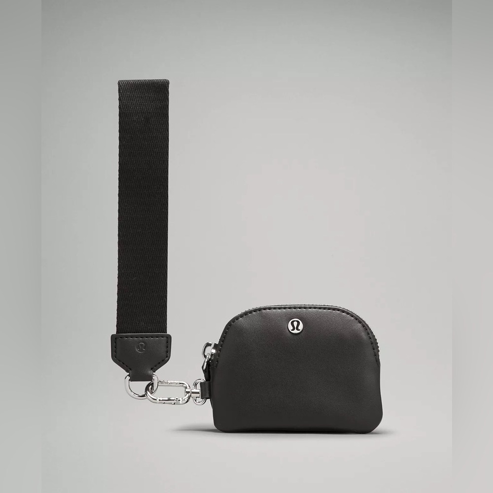 NWT Lululemon Dual Pouch Wristlet *Cactus "Leather" Black/Silver - Picture 6 of 10